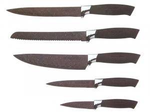«Набор ножей 5 предметов нерж на подставка "Черный мрамор"» - фото 1