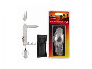 Купить Набор походный 6 в 1 (нож, открывалка для бутылок, консервный нож, вилка, ложка, штопор) ECOS TS-06