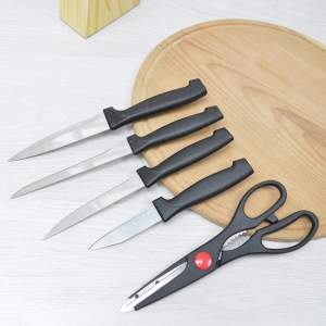 «Набор ножей 5 предметов с ножницами на деревянной подставке» - фото 1