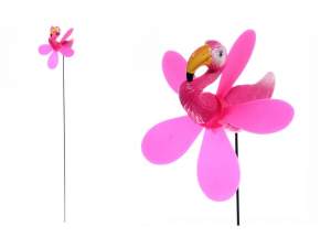 Купить Штекер садовый Розовый фламинго 14*40см ветрячок