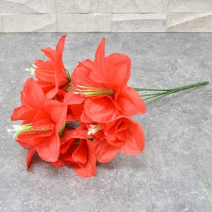 «Цветы искусственные Лилия красная 6 цветков 32см» - фото 1
