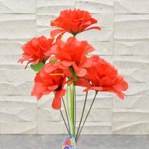 Купить Цветы искусственные Хризантема красная 6 цветков 30см