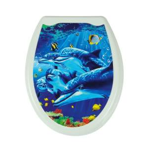«Комплект FOVERO SPA коврик для ванной 70*36см, сиденье для унитаза 37*45см Дельфины» - фото 1