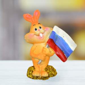 Купить Магнит Символ Года 2023 Кролик с флагом РФ
