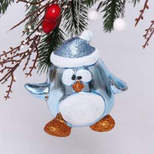 Купить Елочная игрушка "Весёлый пингвинёнок" 9*8*5см, голубой