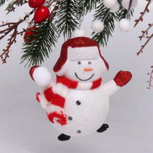 Купить Елочная игрушка "Новогодний снеговик" 8*4*10см, красный