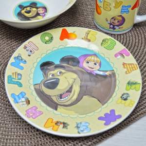 «Набор детской посуды 3 предмета "Маша и Медведь. Азбука"» - фото 1