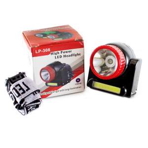 Купить Фонарь налобный аккумуляторный LP-308 комб. 1COB+1W LED, зарядка от сети 220W