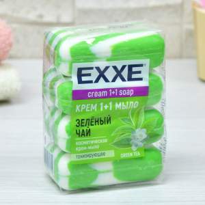 Купить Крем-мыло EXXE 1+1 "Зеленый чай" 4шт*90г (зеленое полосатое)