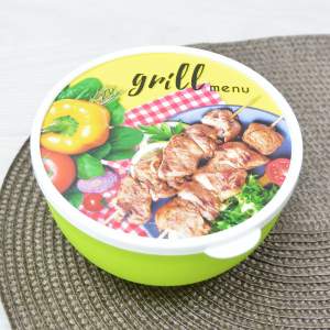 «Миска 0,6л с крышкой "Grill menu" (салатовый)» - фото 1