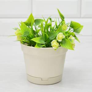 «Горшок цветочный Mint 0,7л d120мм, светло-бежевый» - фото 1