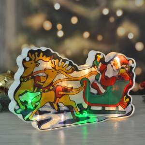 «Фигура светодиодная "Дед Мороз в санях" 15*26см, 1 режим, батарейки 3ААА» - фото 1