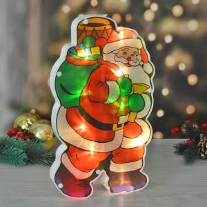 «Фигура светодиодная "Дед Мороз" 15*26см, 1 режим, батарейки 3ААА» - фото 1