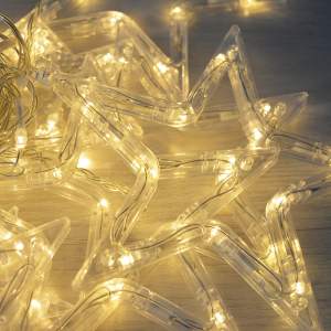 «Гирлянда электрическая "Бахрома" 2,5м*0,9м 120 теплых белых ламп LED с насадками Звезда (6+6шт)» - фото 1