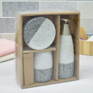 «Набор для ванной комнаты керамический 3 предмета "Луиза" серый» - фото 4