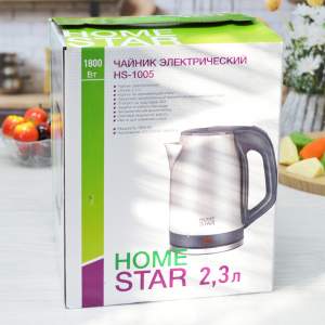 «Чайник электрический 2,3л Homestar HS-1005 стальной, серый» - фото 2